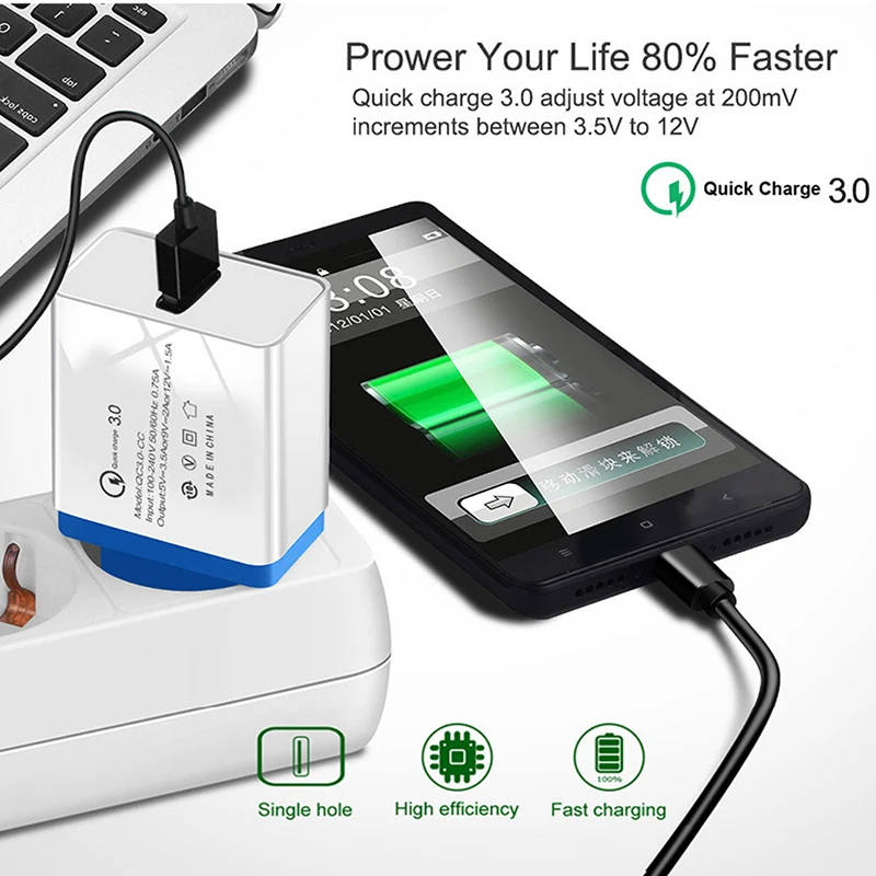 18 Вт Быстрая зарядка 3 0 Мобильный телефон USB зарядное устройство EU вилка