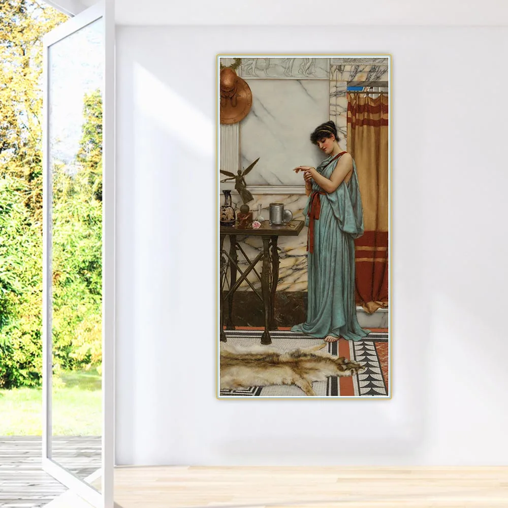 

John William Godward "His birthday gift (1889)" Famous Canvas Oil Painting Aesthetics Art Picture Hanging Decor Home Decoration