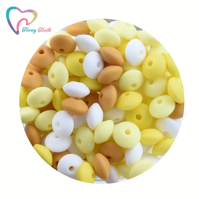 

Teeny Teeth 50PCS Silicone Beads Baby Teethers Lentil Beads BPA Free Baby Teething Toys Chewable Abacus Beads For Necklace Make