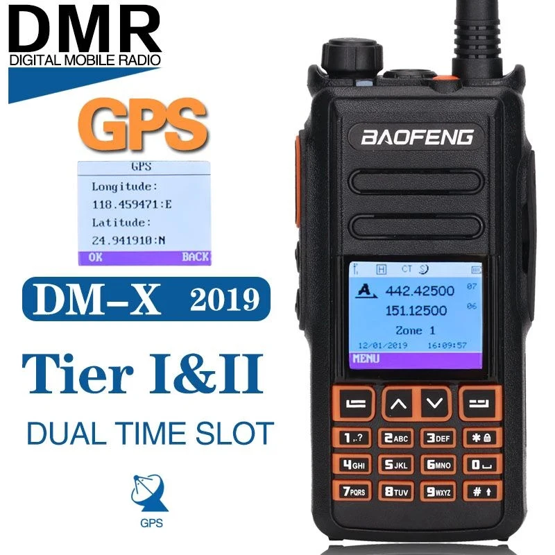 

BaoFeng DM-X DMR Radio Digital Walkie Talkie GPS DMR Ham Radio Amador 5W DMR VHF UHF Dual Band Compatible with Mototrbo/TYT DMR