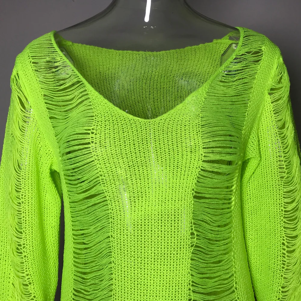 

Spring Autumn Hollow Out Knit Sweater Dress Sexy V neck Beach Short Swimsuit Cover Mint White Mini Dress