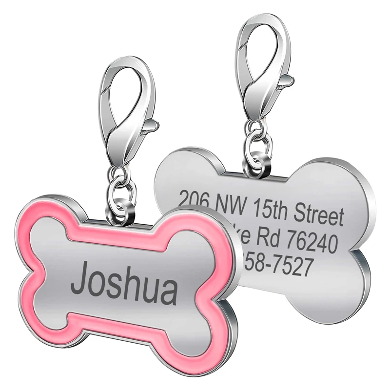 

Cute Bone Shape Pet Dog ID Tags Pet ID Dog Tags Collars Cat Tag Customized Tag Free Engraving Collar Accessories Decoration