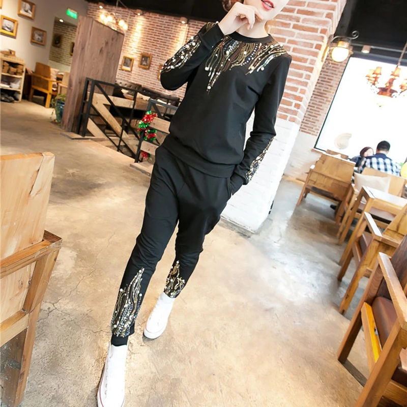 GALCAUR корейский стиль лоскутные комплекты из двух предметов с кристаллами женский