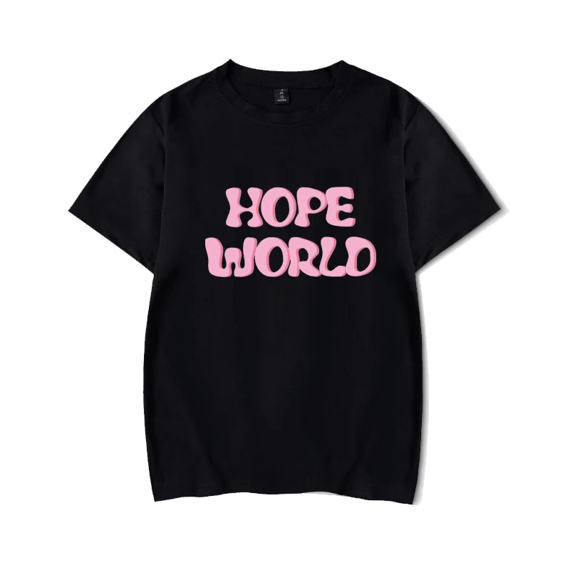 Белая Футболка Kpop HOPE WORLD хлопковая футболка с коротким рукавом и принтом в виде