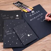 classic black notepad blank black cardboard inner page diary book creative cute notebook diy hand painted black graffiti book