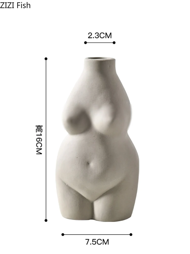 

Resin Vases Body Art Bust Statue Flower Insert Ornaments Frosted Porcelain Crafts Creativity Vase Desk Decor Home Decoration