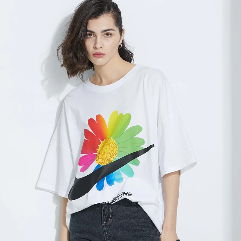 Женская футболка в Корейском стиле белая женская с круглым вырезом большого