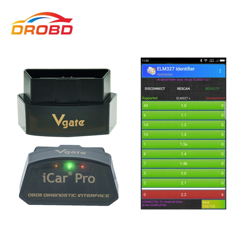 Vgate iCar pro ELM327 Real V2.1 OBD код ридер Bluetooth/wifi Автоматический Режим сна для Android и IOS тесто, чем ELM327 V1.5