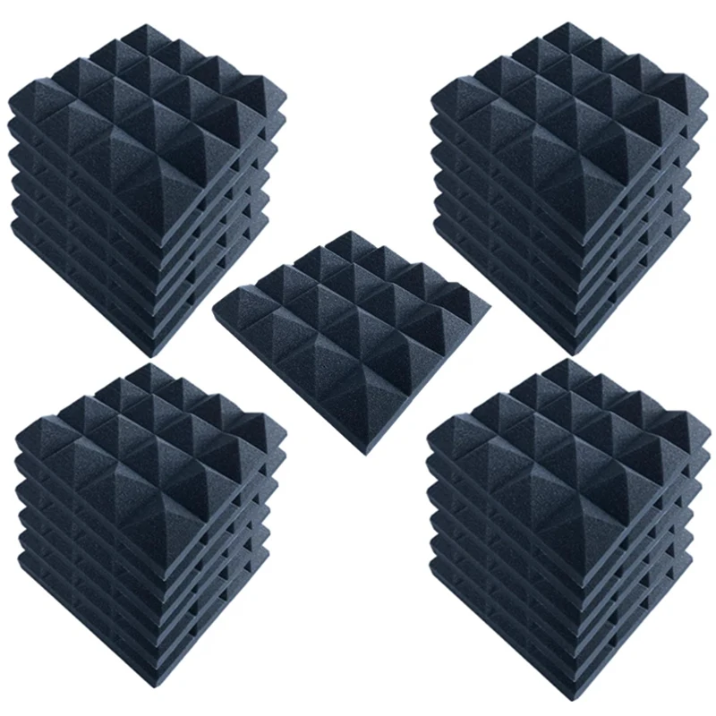 

Acoustic Foam Soundproof Black 16 Pyramid Studio Absorption Sound Proof Treatment Panel Tile Protective Sponge