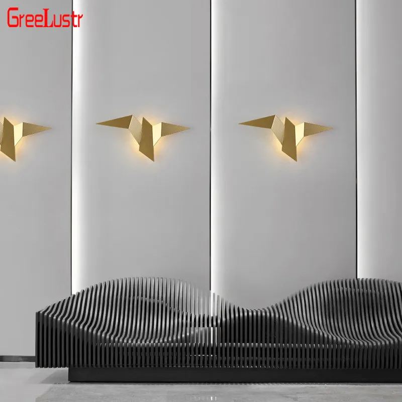 Creative Design Bird Led Wall Lamp Nordic Gold Indoor Lighting Wall Sconce Lustre for Stairs Bedside Art Deco Light Fixtures