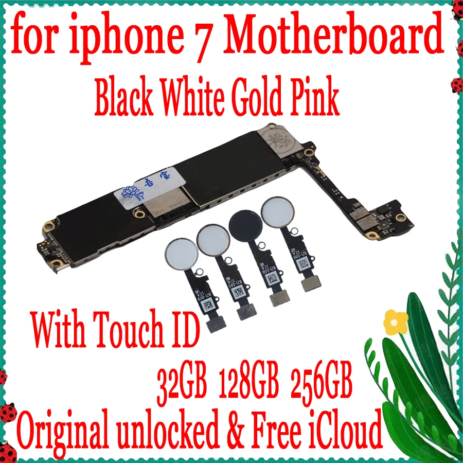 Заводская разблокировка оригинальная материнская плата для iPhone 7 с/без Touch ID IOS