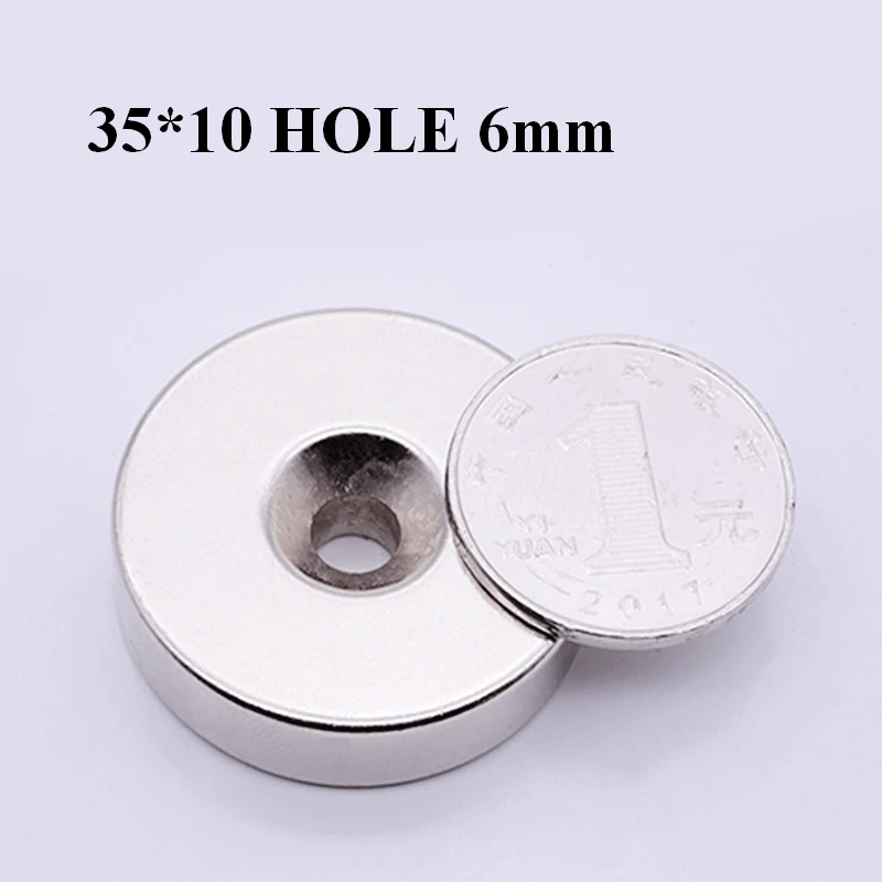 

Wangyatian 1pc 35 x 10 hole: 6mm N35 Strong Neodymium Magnet Countersunk Ring Rare Earth Magnets for Art Craft 35*10 hole 6mm