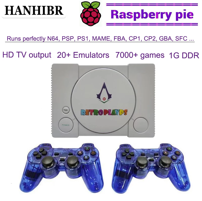 Игровая приставка HANHIBR Raspberry Pi HD TV система retropi n64 games ps1 psp pi boy встроенный геймпад 7000