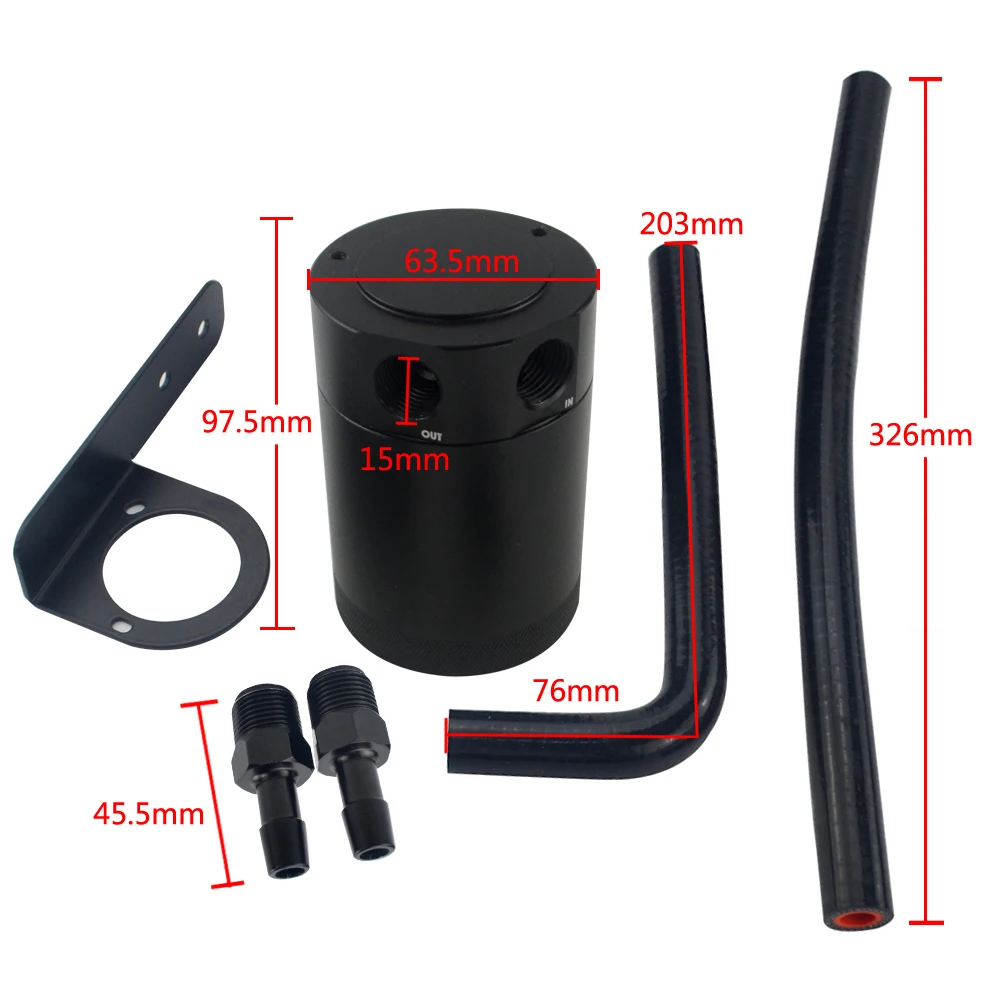 Hypertune OIL CATCH CAN TANK/комплект сепаратора масла для HONDA CIVIC 16 17 BLACK со шлангом