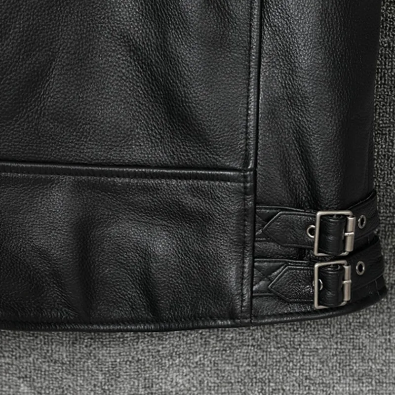 

Leather Mens Classic Genuine Motorcycle Biker Vintage Vest Black Zippered Pockets Thick Real Leather Biker Vests Waistcoat 4XL