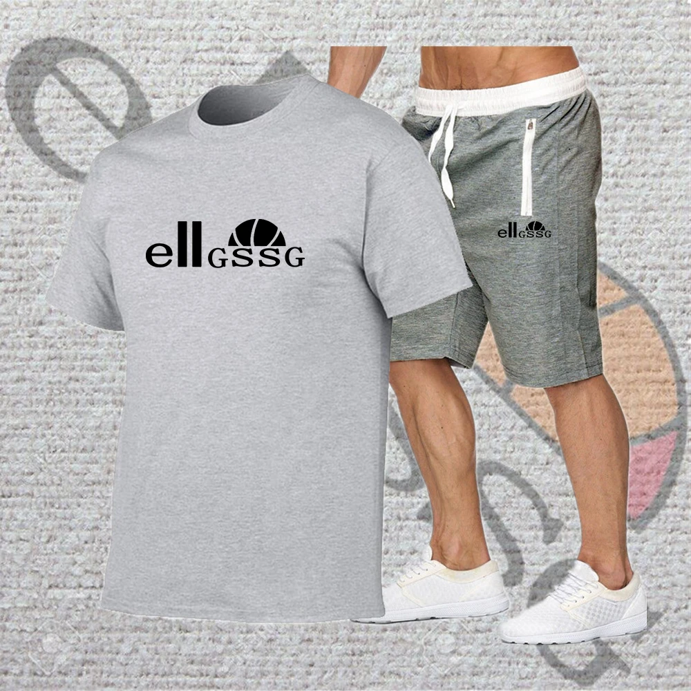 

Men's summer new T-shirt suit men's sports casual wear suit basketball sports fitness printing short sleeve + short sleeve trend