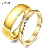 gold color wedding bands couple ring for women men jewelry stainless steel engagement rings anniversary gift design wholesale