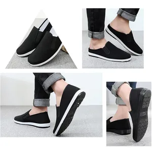 Мужские полуботинки в стиле Старый Пекин, простые тканевые туфли в стиле ретро, повседневные низкие Туфли без шнуровки, дезодорирующая мягкая подошва, легкие туфли без застежки