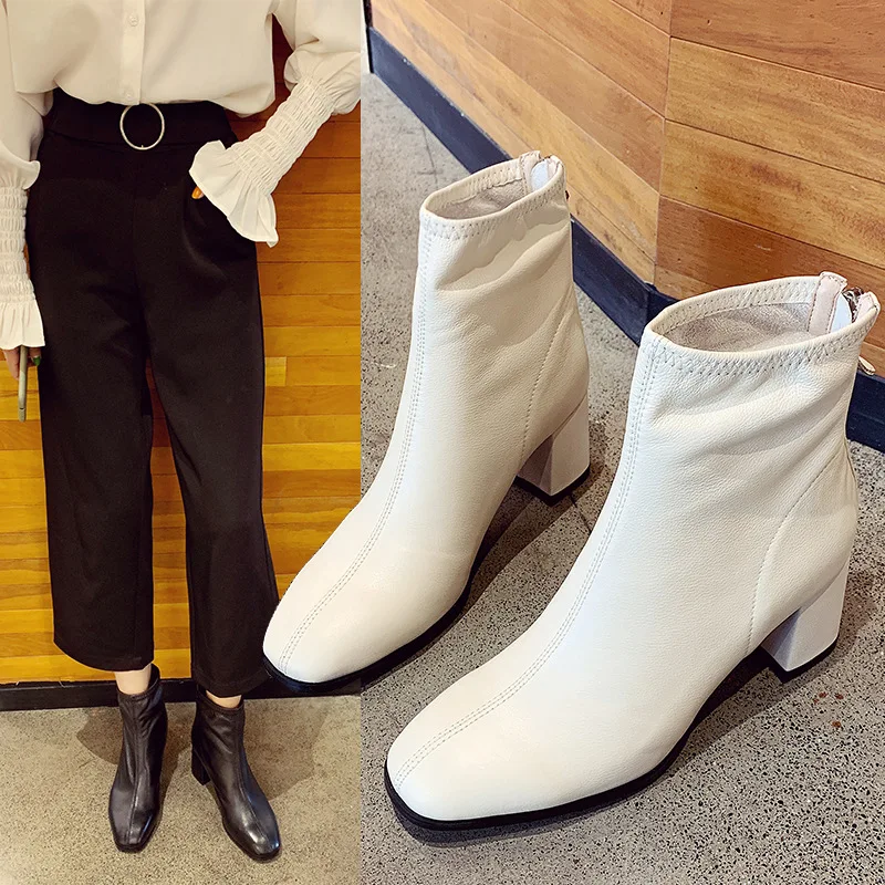 Новые модные женские туфли осенние ботильоны для женщин Обувь из искусственной