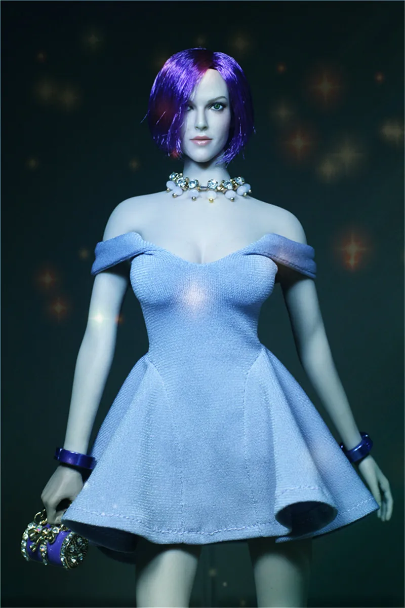 Mnotht масштаб 1/6 Лаванда без бретелек платье утренняя слава для 12 дюймов