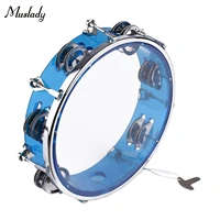 muslady 8 inch tambourine handbell hand drum with double row jingles percussion instrument