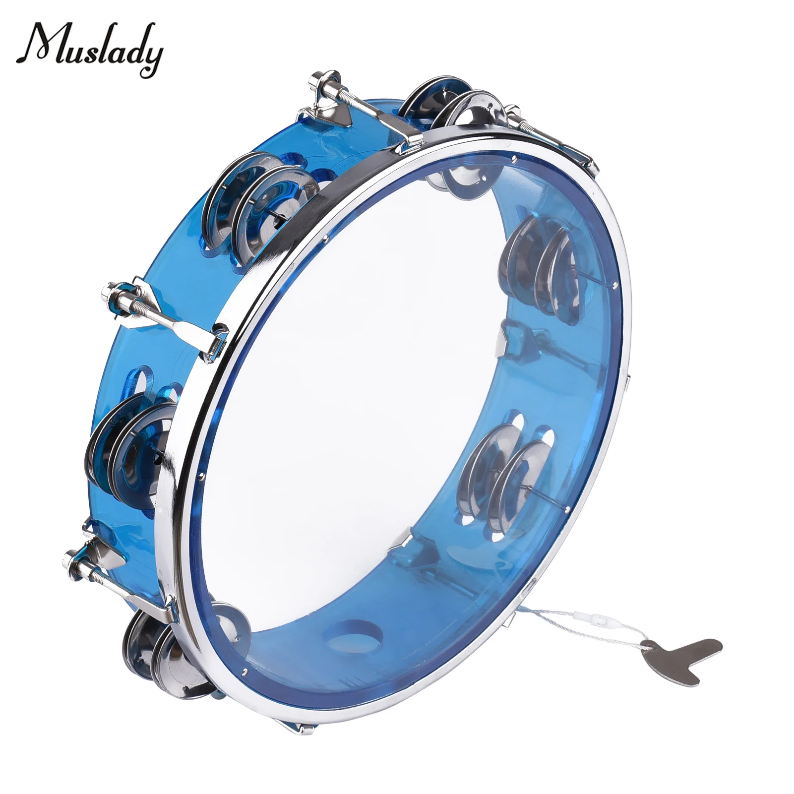 Muslady 8-inch Tambourine Handbell Hand Drum with Double Row Jingles Percussion Instrument | Спорт и развлечения