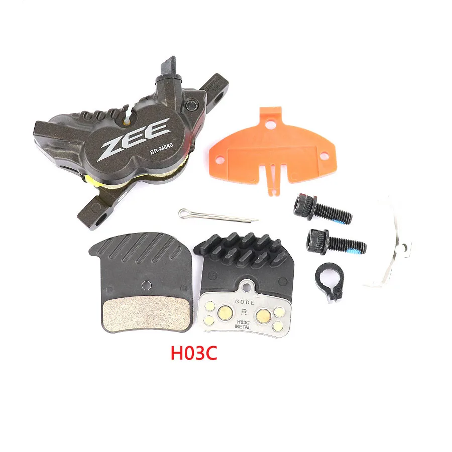 With H03C Shimano ZEE BR-M640 велосипедный Гидравлический дисковый тормоз для горного велосипеда с накладками D03S смола или H03C металлические оригинальные запчасти для велосипеда - Цвет: With H03C