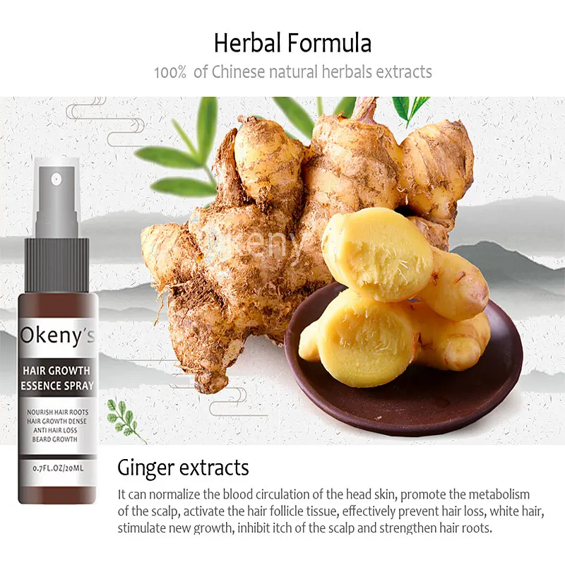 Спрей для роста волос Okenys Hair Growth Essence Oil, предотвращающий лысину, укрепляющий и питающий корни.