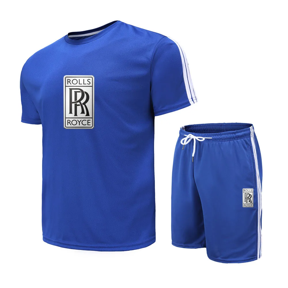 

Men's Summer Rolls Royce Printed LOGO Round Neck Short Sleeve + Sports Shorts Casual Breathable Comfortable Suit Male M15