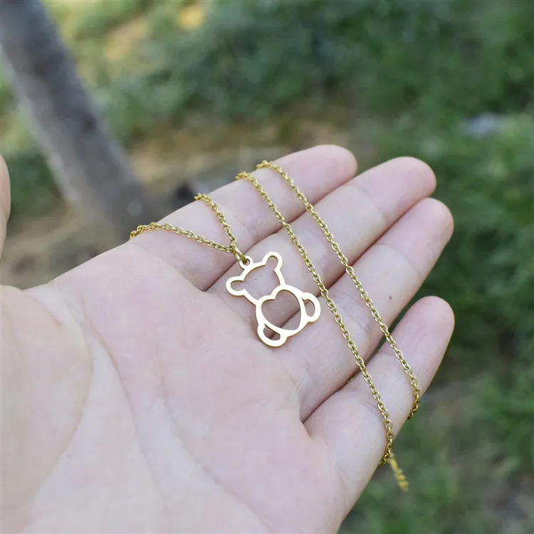 

Уникальные Подвески Любовь мультфильм медведь из нержавеющей стали кулон ожерелье для женщин мужчин подарок бижутерия женский подарок на ...