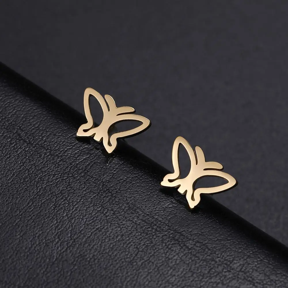 Серьги гвоздики из нержавеющей стали 316L в форме бабочки с летающим