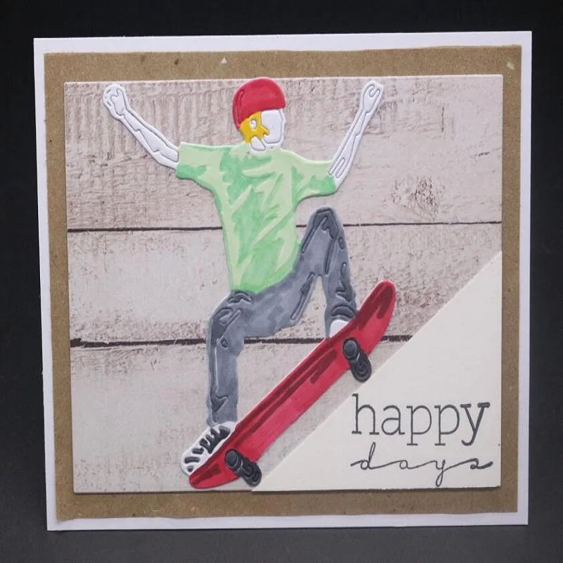 Скейтбординг мальчик высечки для изготовления открыток DIY Скрапбукинг albulm фото