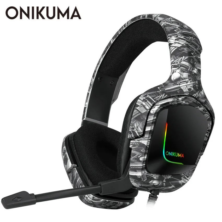 

ONIKUMA K20 Wired Headphones With Microphone RGB Light Gaming Headsets Noise Cancelling Earphones For PS4 Xbox One Headset Gamer