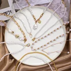 Новинка 2021, модные жемчужные цепочки FNIO, чокер, ожерелье, милая двухслойная Женская цепочка на шею, кулон для женщин, ювелирные изделия, подарок для девушки