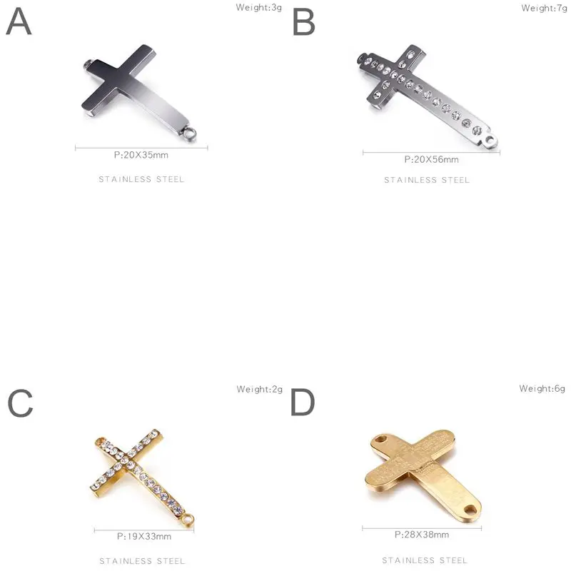 

5Pcs/Lot Stainless Polished Bracelet Cruz Charm Connectors For Jewelry Findings