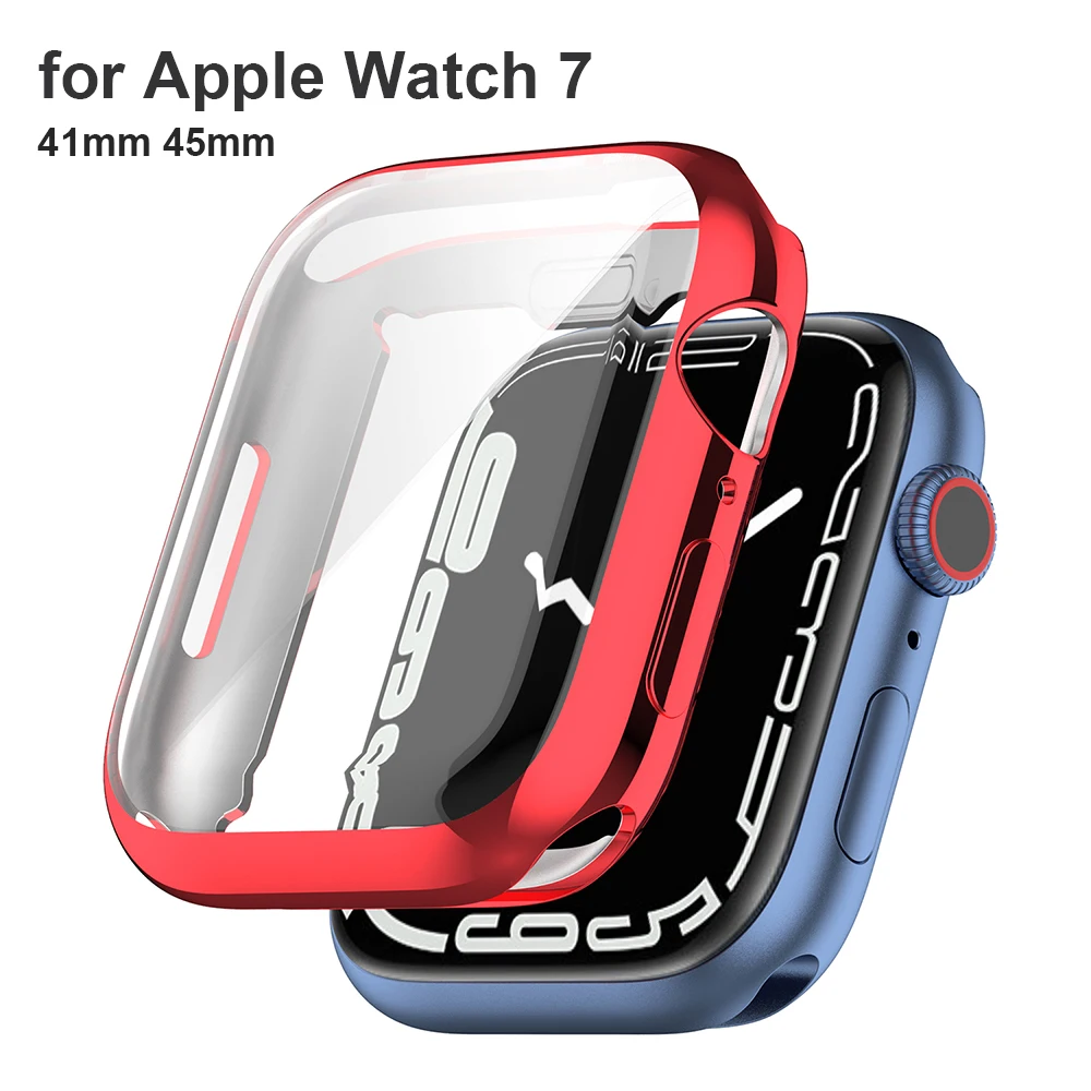 

Red Soft Case for Apple Watch iWatch Series 7 Screen Protector 41mm 45mm Overall Protective Case Soft TPU HD Ultra-Thin Cover