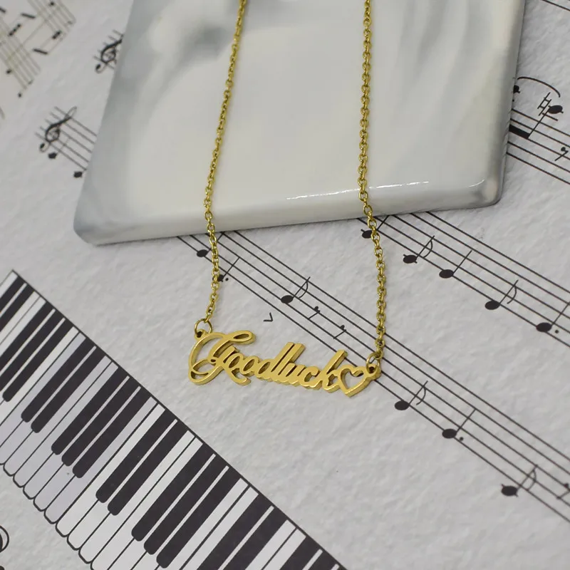 Ожерелье с надписью Good Luck для женщин и девочек простое модное ретро ожерелье
