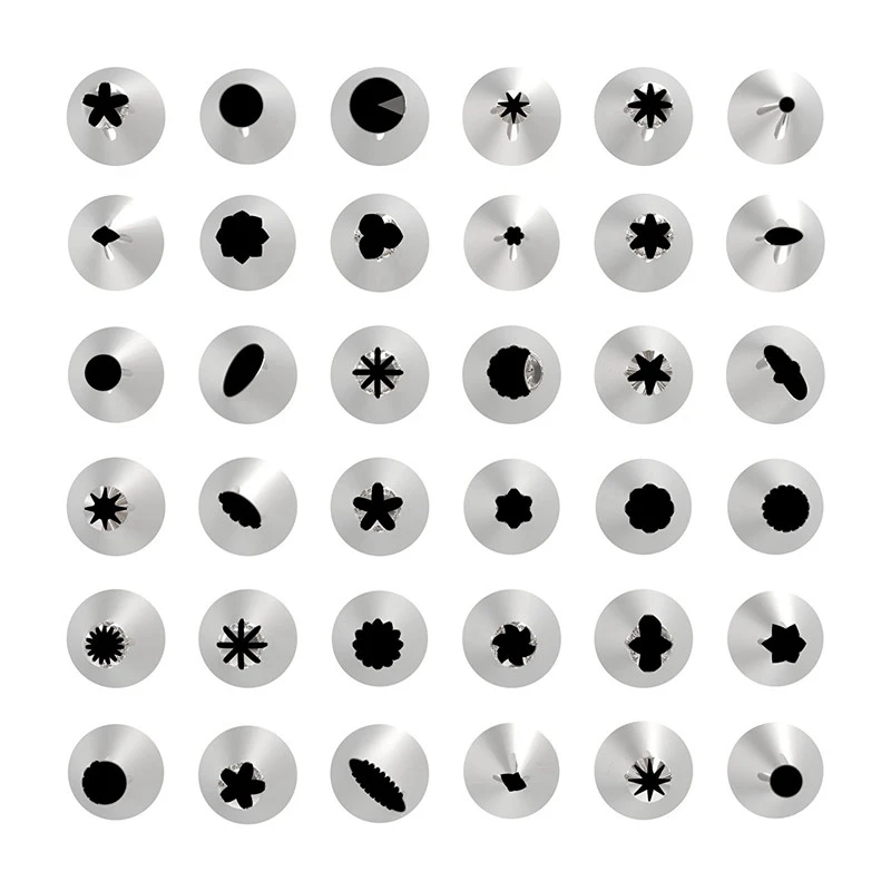 42Pcs/set Cake Decorating Tips Set Stainless Steel Icing Piping Nozzles DIY Household Baking Tools Reusable Pastry Bags Couple | Дом и сад