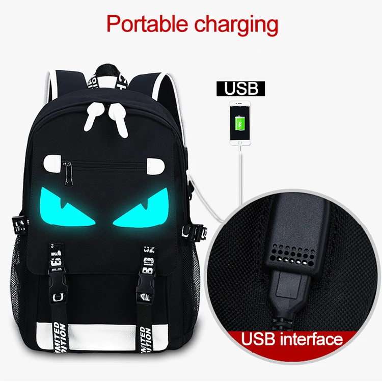 Студенческий школьный рюкзак 3D светящаяся анимация USB зарядка школьная сумка для
