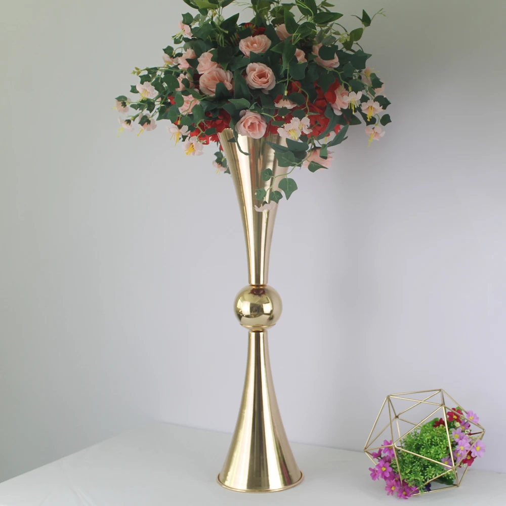 74CM Height Gold Vases Metal Candle Holders Candlesticks Wedding Centerpieces Event Flower Road Lead Home Decoration 10 PCS/ Lot