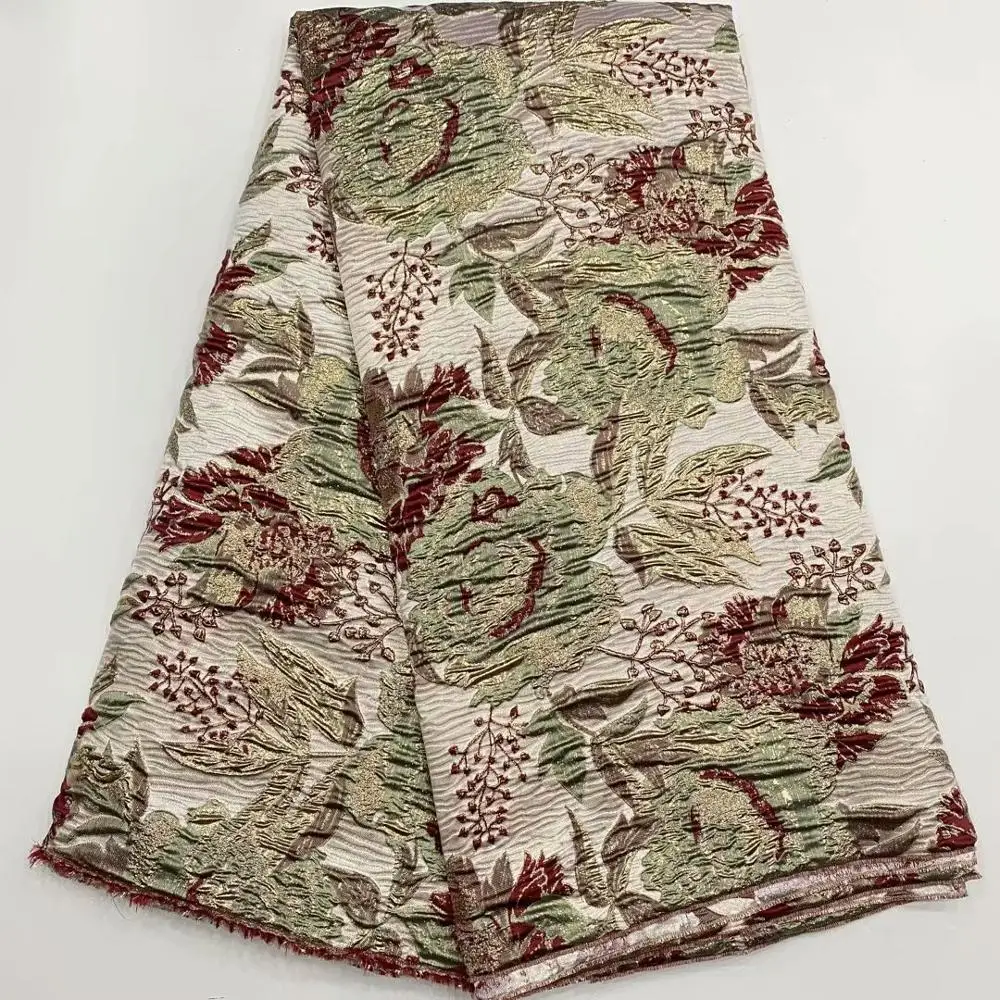 Лидер продаж 5 ярдов Африканское парчовое кружевной ткани с жаккардовым