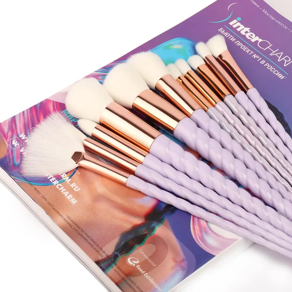 10 шт. Профессиональный набор кистей для макияжа в виде единорога тональный