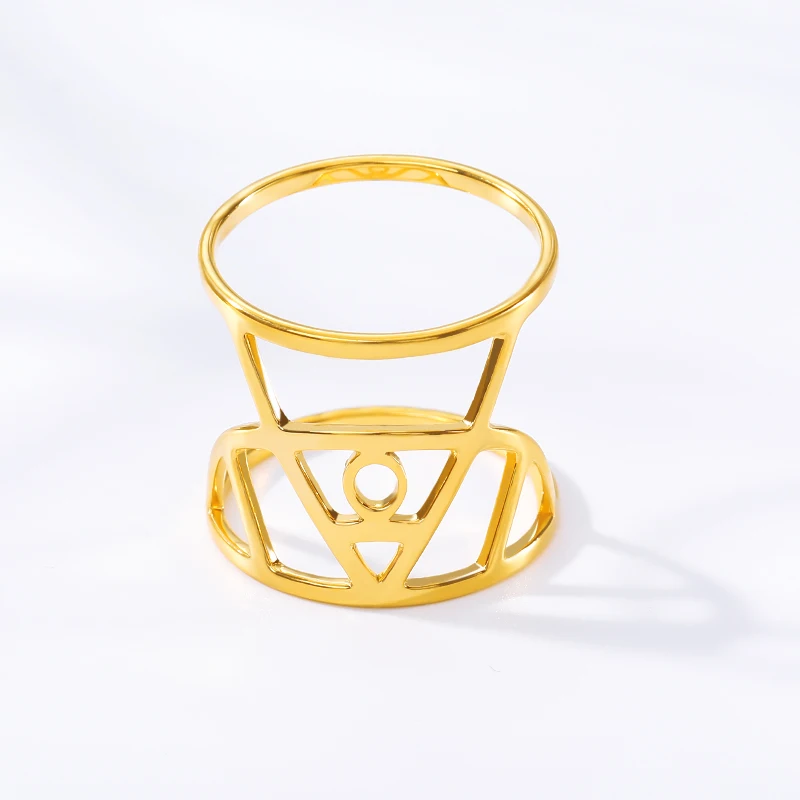 

New Arrival Stainless Steel Women Rings Golden Double Wedding Rings For Women Jewelry Accessories Stackable Rings
