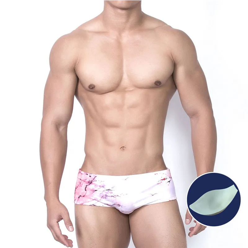 Summer Swimwear Men Brief With Push Pad Sexy Swimsuit Waterproof Swimming Trunks For Bathing Swim Shorts Sunga maillot de bain | Спорт и