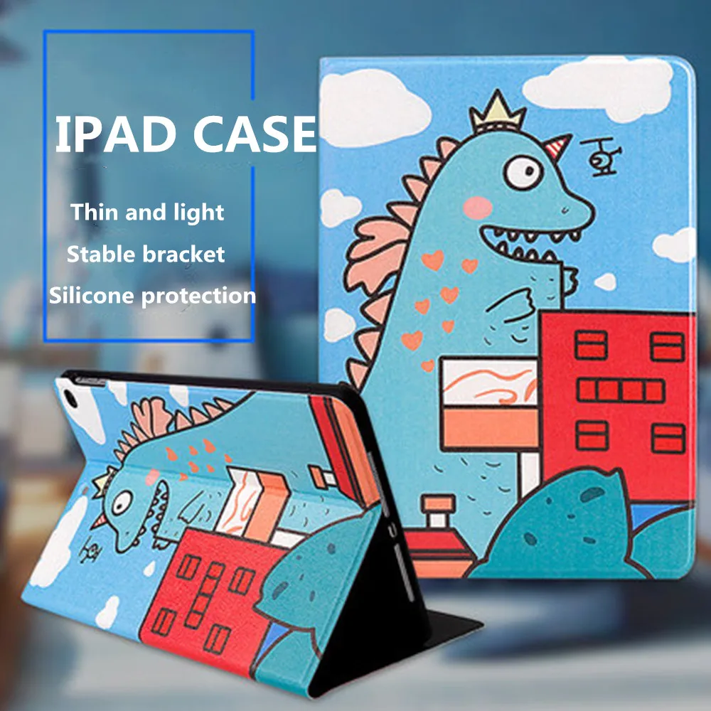 Чехол с динозавром из мультфильма для Apple iPad 9,7 iPad 6 поколения A1893 A1954 Wi-Fi 4G LTE Funda из искусственной кожи Smart Cover Stand Fl