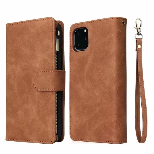Brown Кошелек на молнии чехол для iPhone 11 Pro Max чехол Роскошный кожаный чехол для iPhone X XR XS Max 6 6s 7 8 Plus Fundas телефон Coque Capa - Цвет: Brown