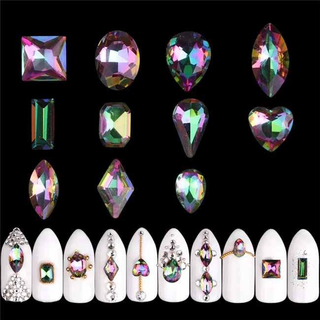 Модные украшения для дизайна ногтей алмазные кристаллы в форме сердца блестящие