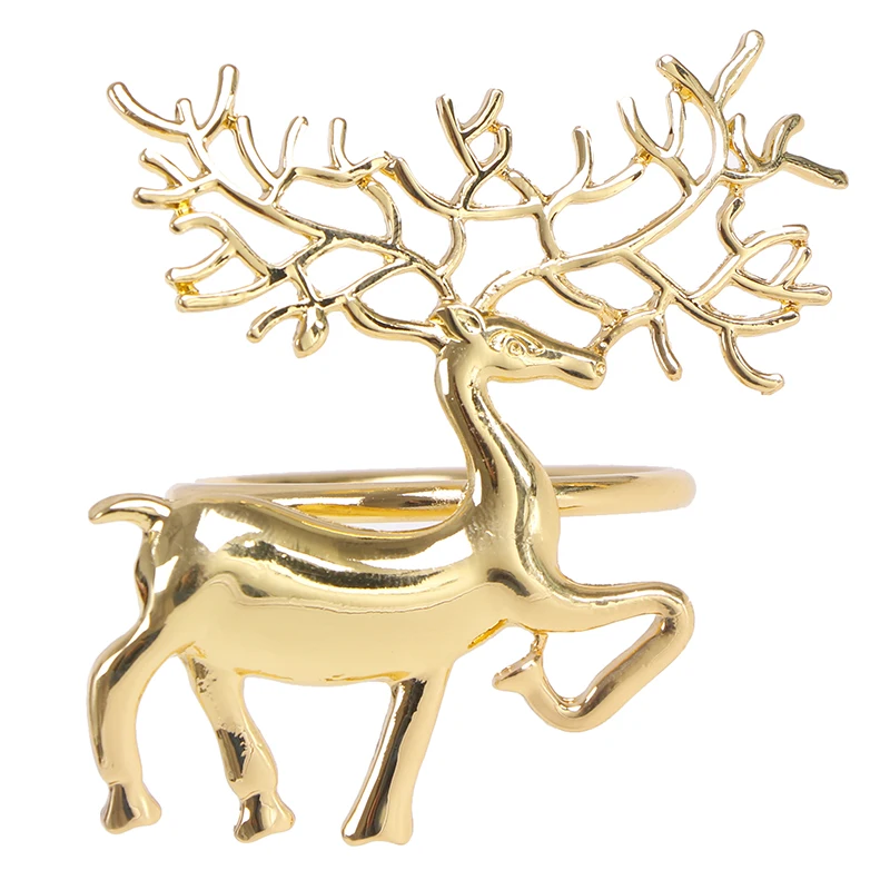 

1pc Christmas Deer Wedding Napkin Rings Table Decoration Hollow Out Family Gatherings Everyday Use Napkin Buckle Holder