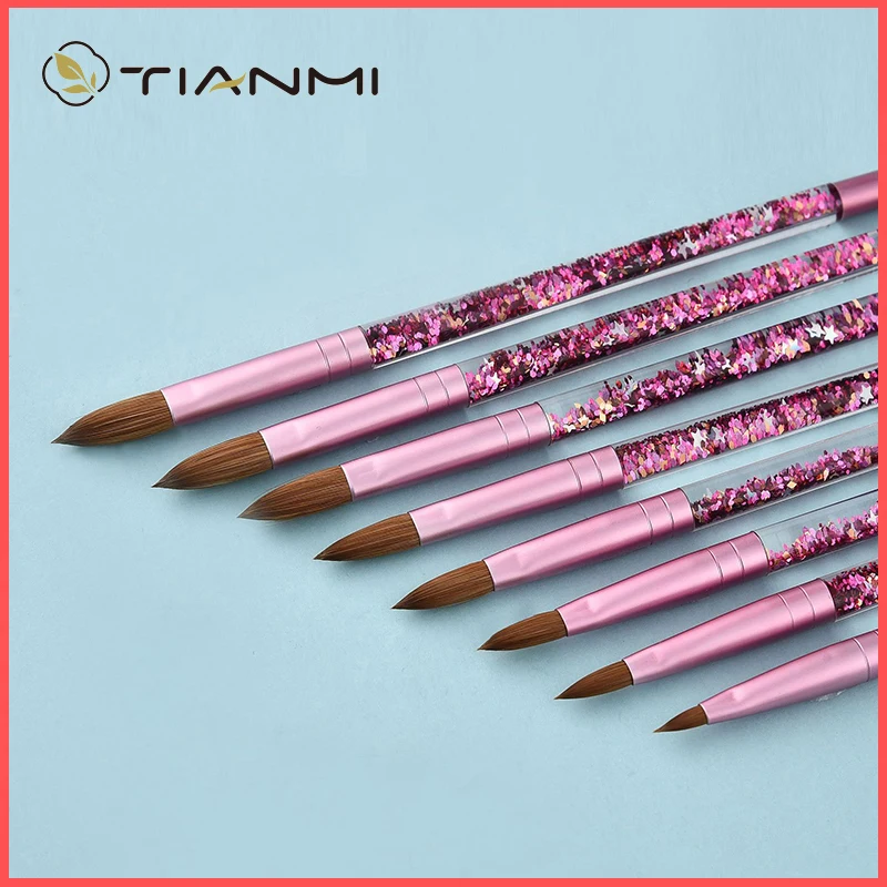

TIANMI Pink Beauty Kolinsky Sable Acrylic Nail Brush with Liquid Flow Glitter Nail Art Brush for Nail Art Tools