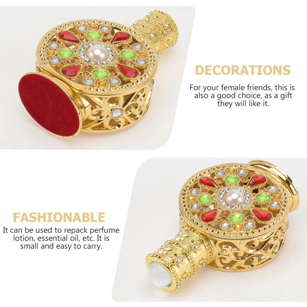 

1Pc Glass Perfume Bottle Empty Storage Bottle Essential Oil Container Golden